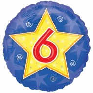 Blue Star Age 6 Birthday Balloon